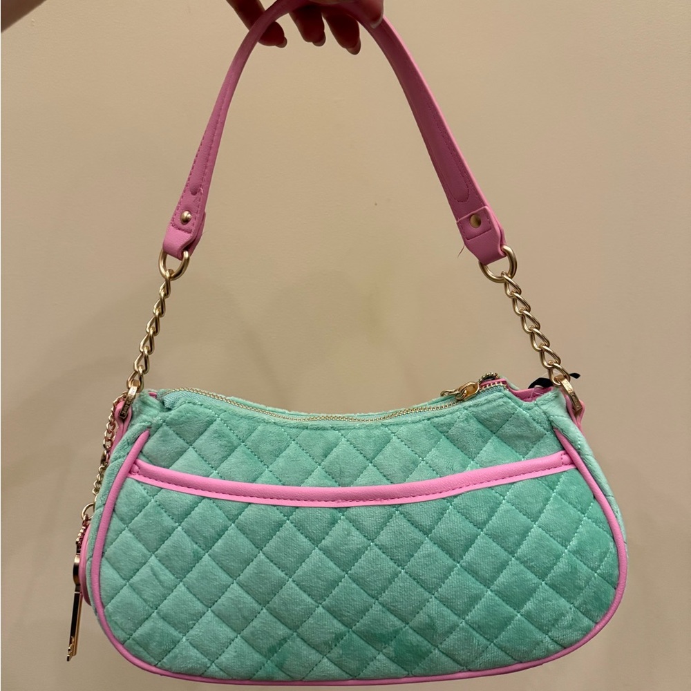 NWT Juicy Couture Juicy Tale Pink Green Quilted Purse Shoulder Bag Y2K Vintage - Picture 3 of 4
